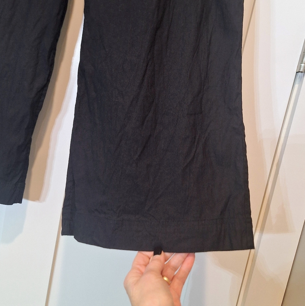 Athleta Linen Blend Stretch Wide Leg Pull On Pants High Rise Black Size Medium - Picture 5 of 16